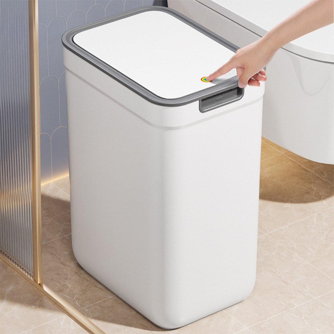 Wall-Mounted Push-Type Trash Can with Lid
