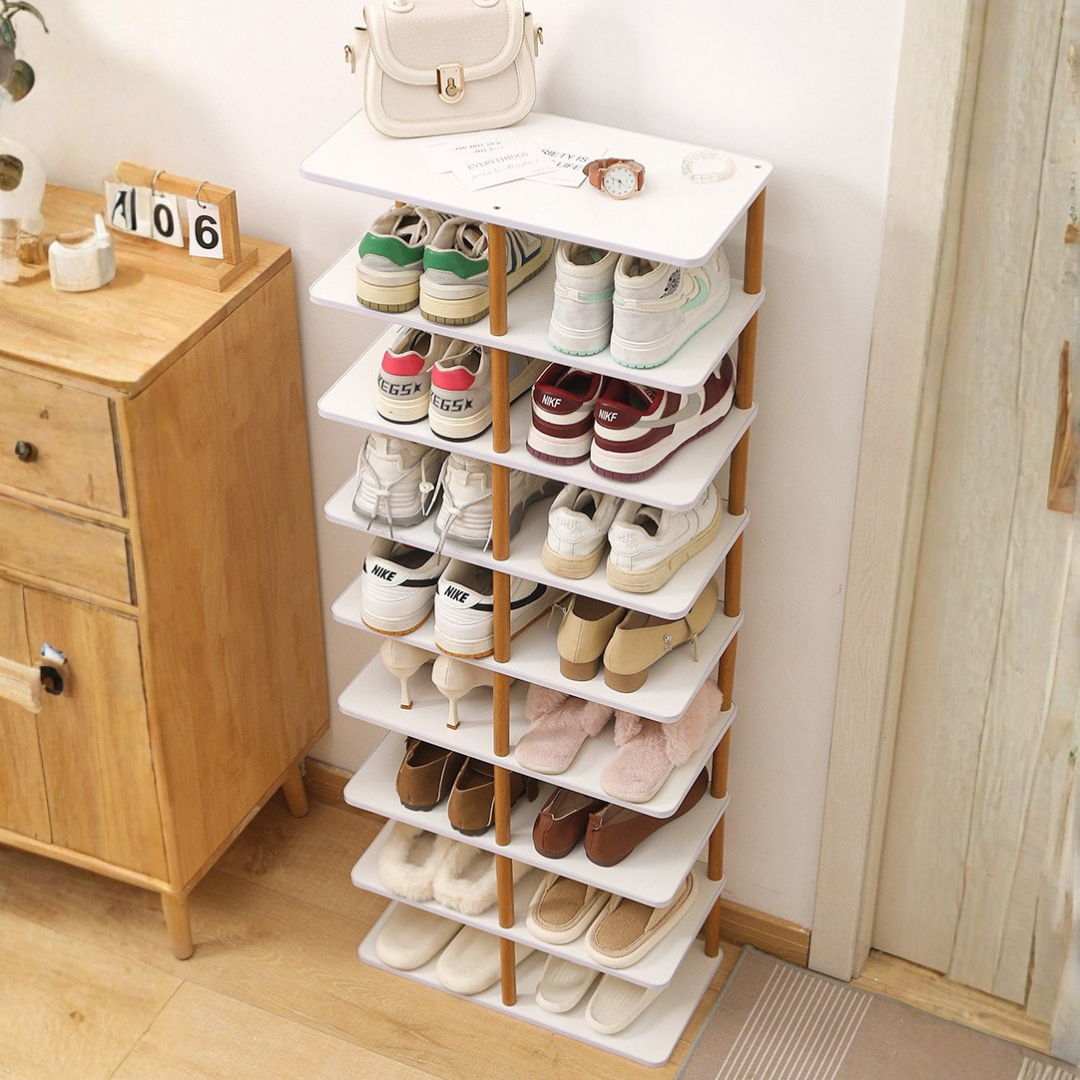 9-Tier Space Saving Multipurpose Wooden Shoe Rack