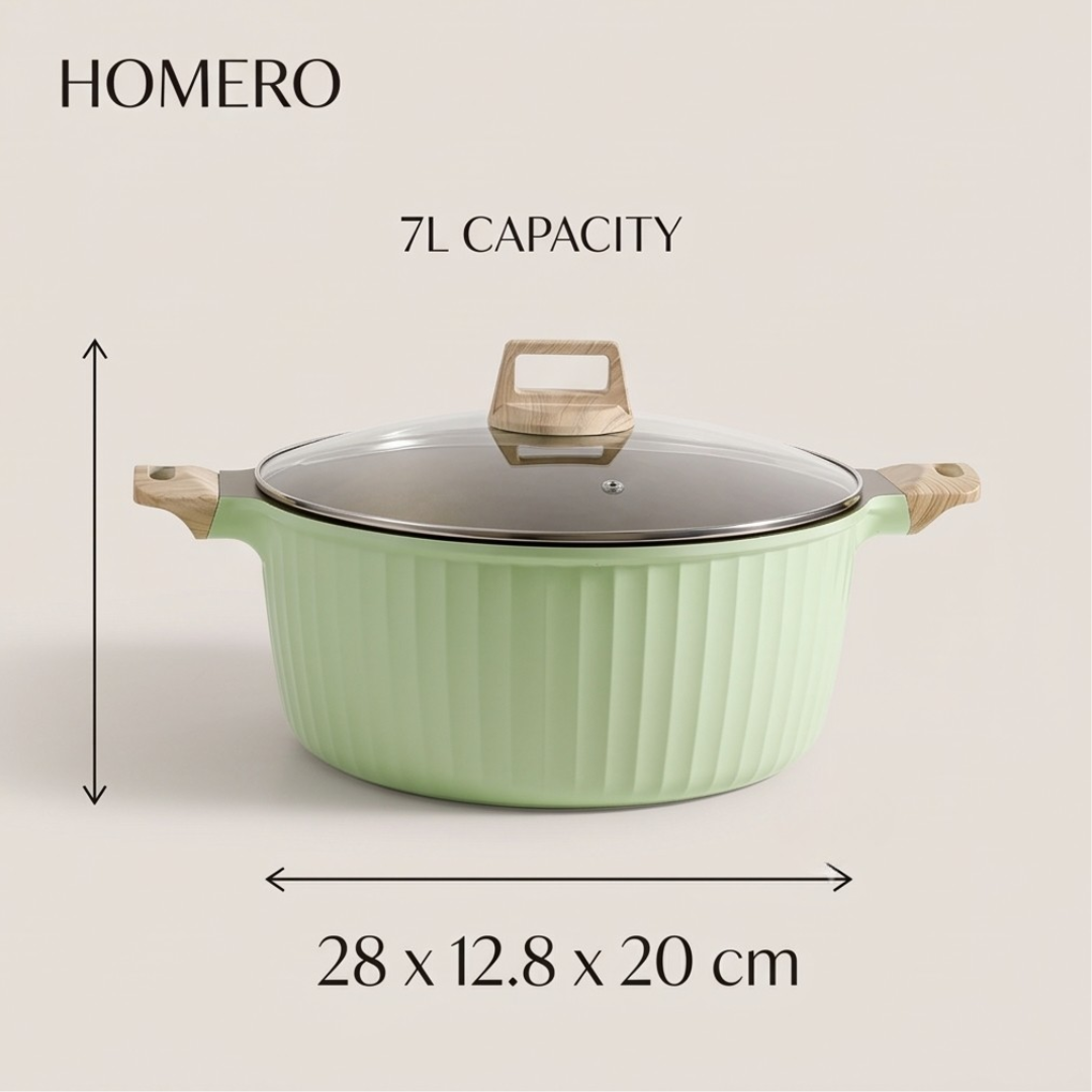 Premium Die Cast Aluminum Non Stick Casserole Soup Pot with Glass Lid