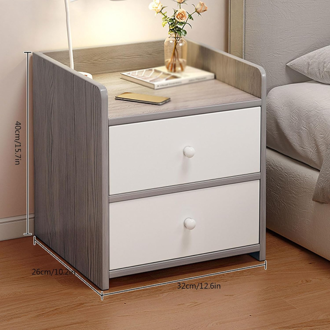 Modern Bedside Table with 2 Storage Drawers