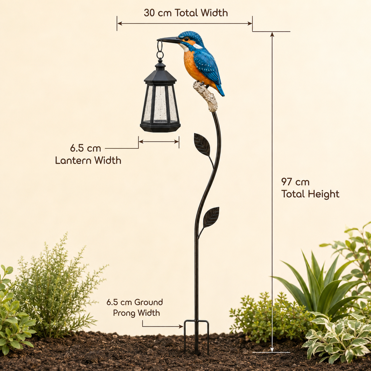 Decorative Outdoor Solar Kingfisher Garden Lantern