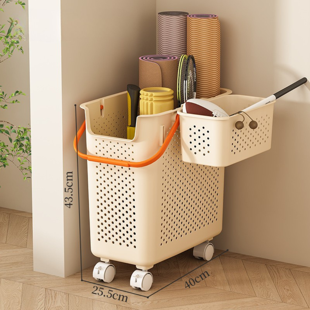Elegant Rolling Basket with Handles and Wheels