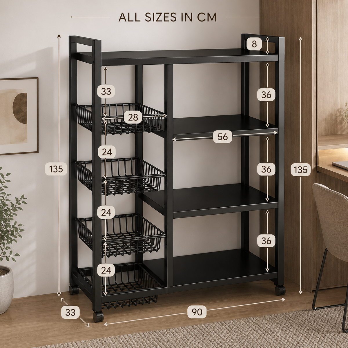Multi Purpose Heavy Duty Mesh Baskets Storage Organizer with Wheels