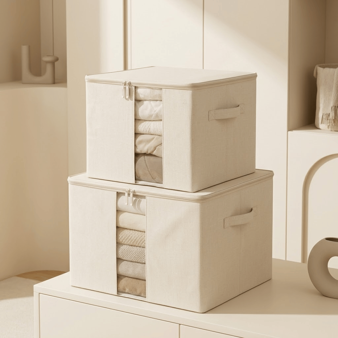 Premium Fabric Clothing Storage Organizer with Clear Window