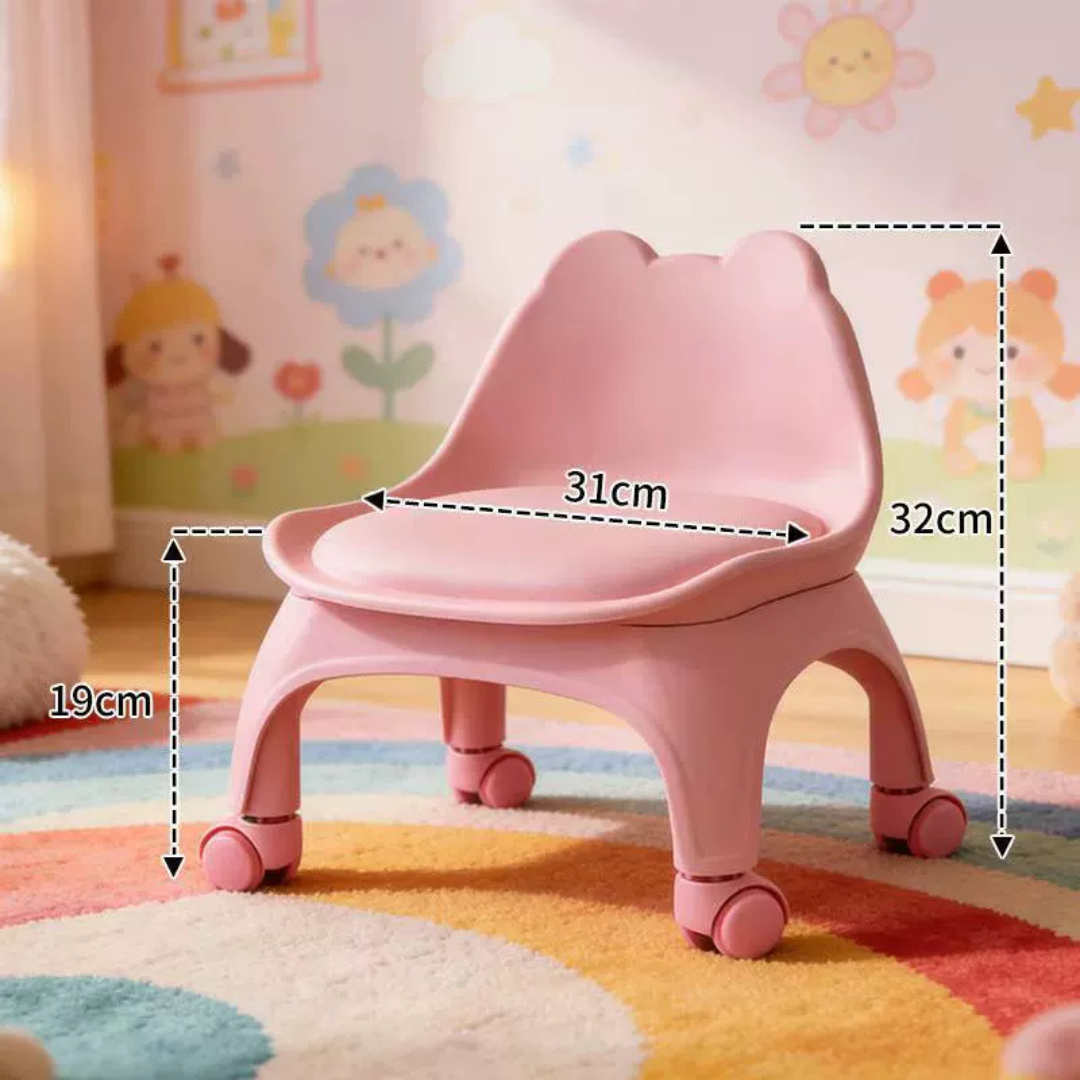 Cute Bear Baby Bucket Plastic Chair with Wheels