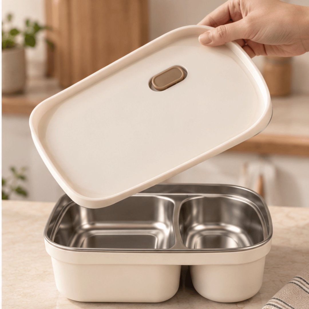 Microwave Safe 3-Compartment Stainless Steel Bento Lunch Box