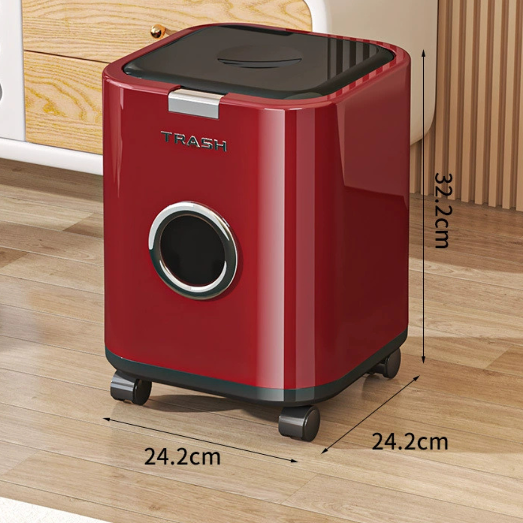 Press Open Rolling Trash Bin with Lid 360° Wheels