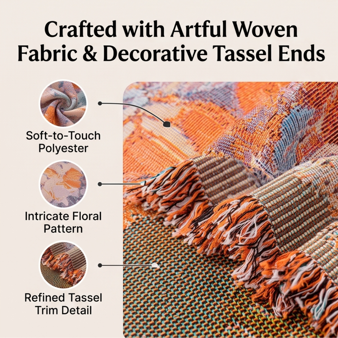 Luxury Floral Woven Multiuse Throw Sofa Cover