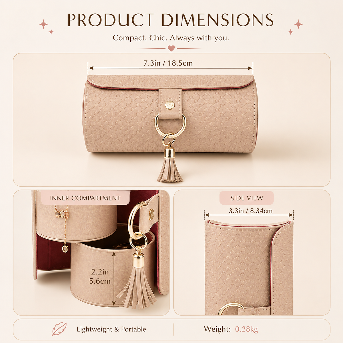 Homero Stylish and Portable 3-Layer Foldable Jewellery Case