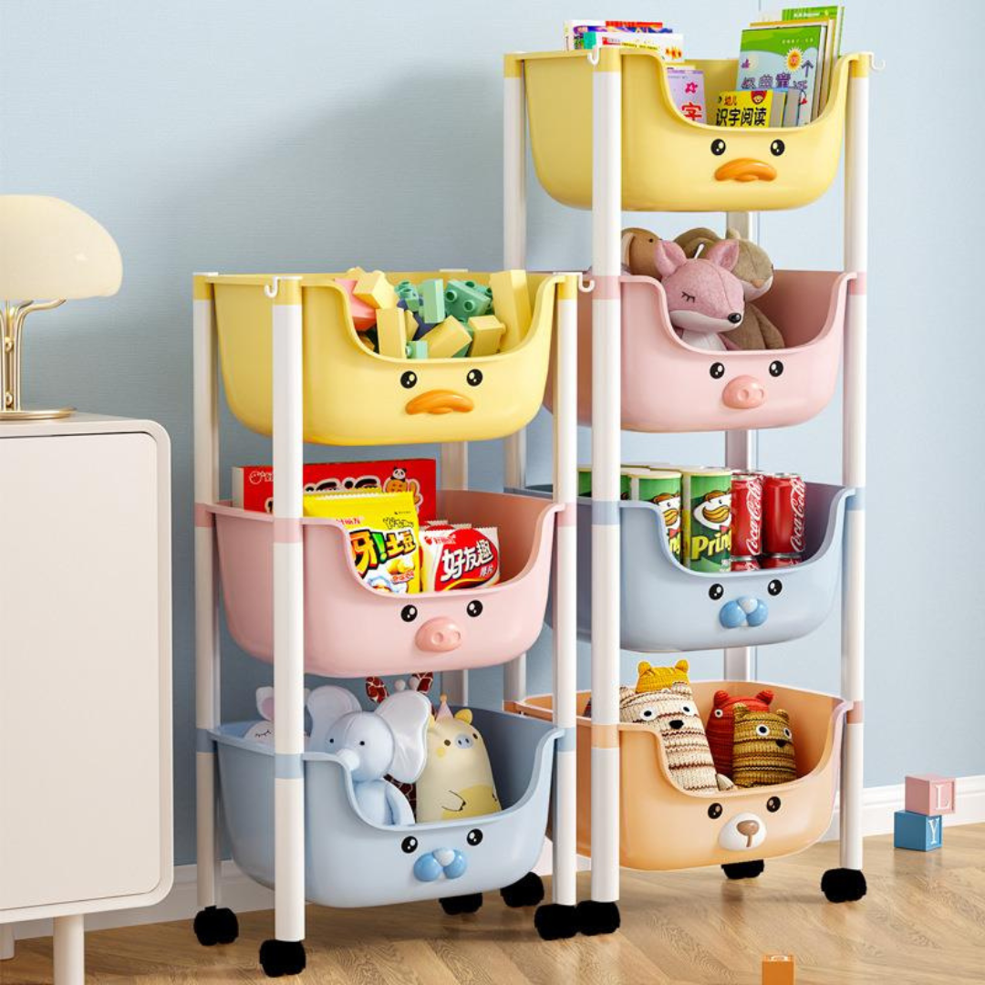 Multi-Purpose Cute Cartoon Storage Cart with Wheels