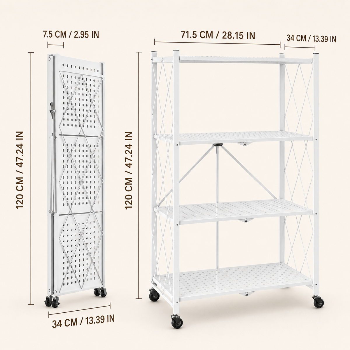 Multi-Use Heavy Duty Foldable Storage Shelf with Wheels