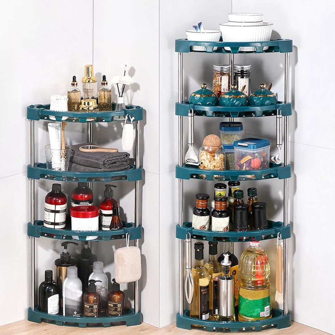 Stainless Steel Corner Kitchen Storage Rack with Smart Drainage Design