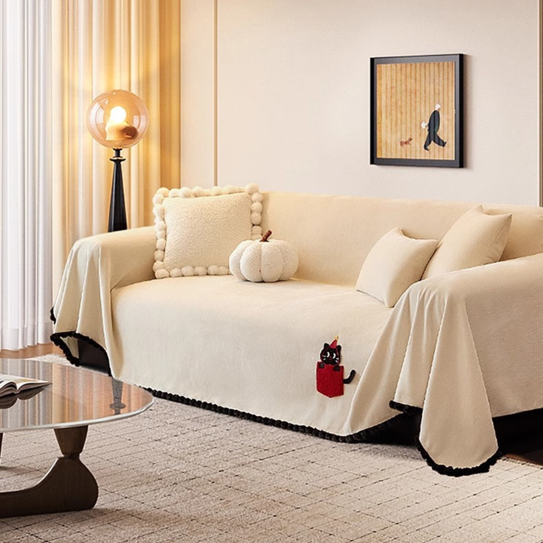 Cute Cartoon Chenille Soft Cozy Anti Slip Throw Sofa Cover