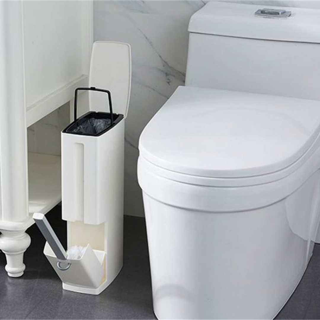 Homero Ultra Slim Bathroom Trash Can with Toilet Brush - 4L