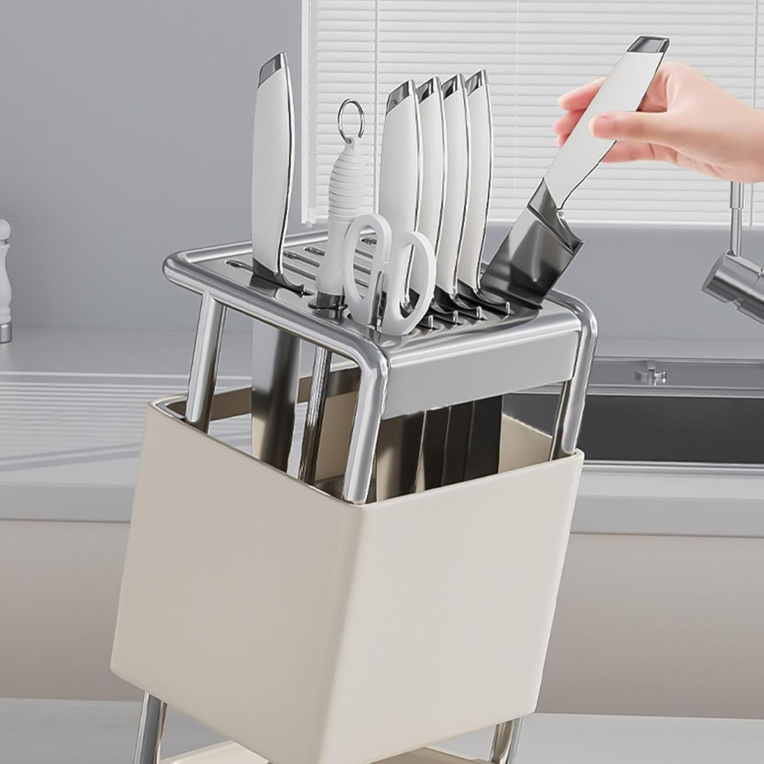Homero Space-Saving Cutlery Holder Rack with Angled Slots – 24.5cm Compact Design