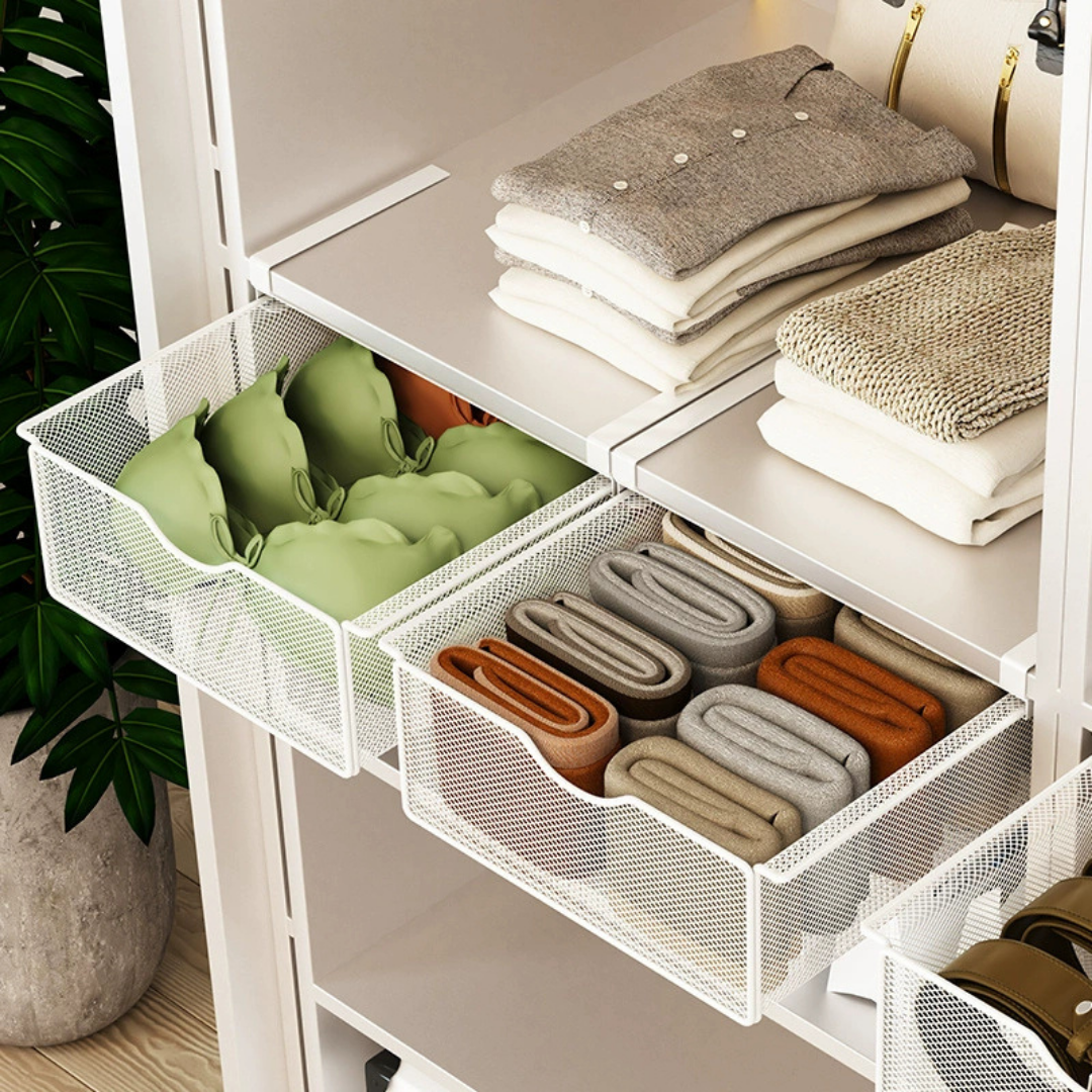 HOMERO Closet Pull Out Basket Smooth Sliding Drawer Organizer