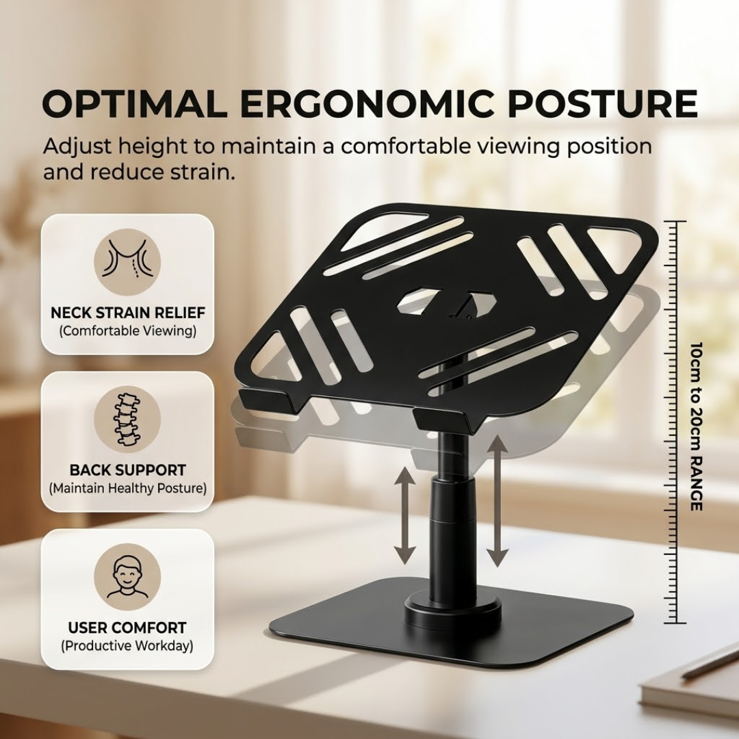 360° Rotating Adjustable Laptop Stand with Cooling Design