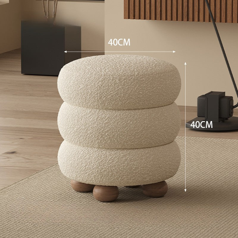 Multipurpose Velvet Ottoman Footstool with Wooden Base