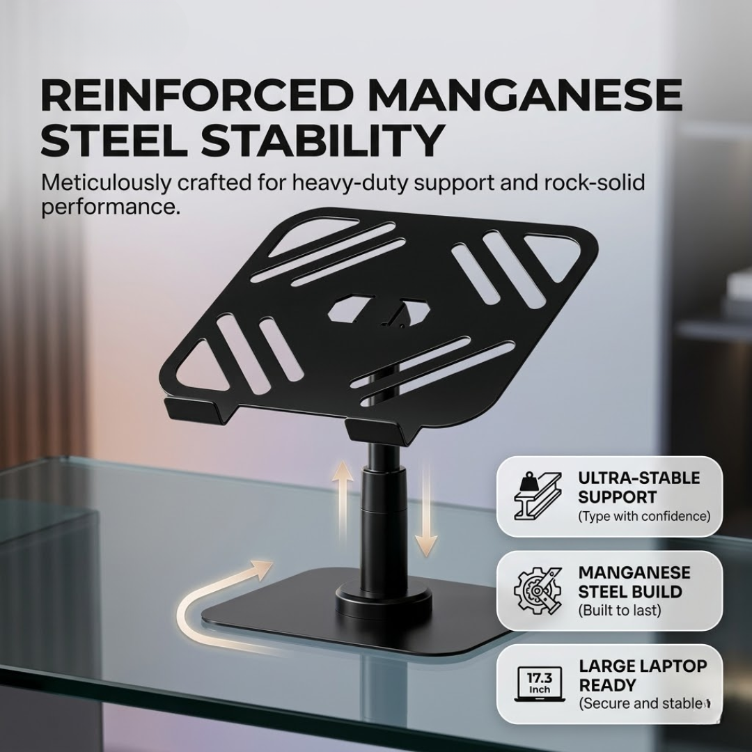 360° Rotating Adjustable Laptop Stand with Cooling Design