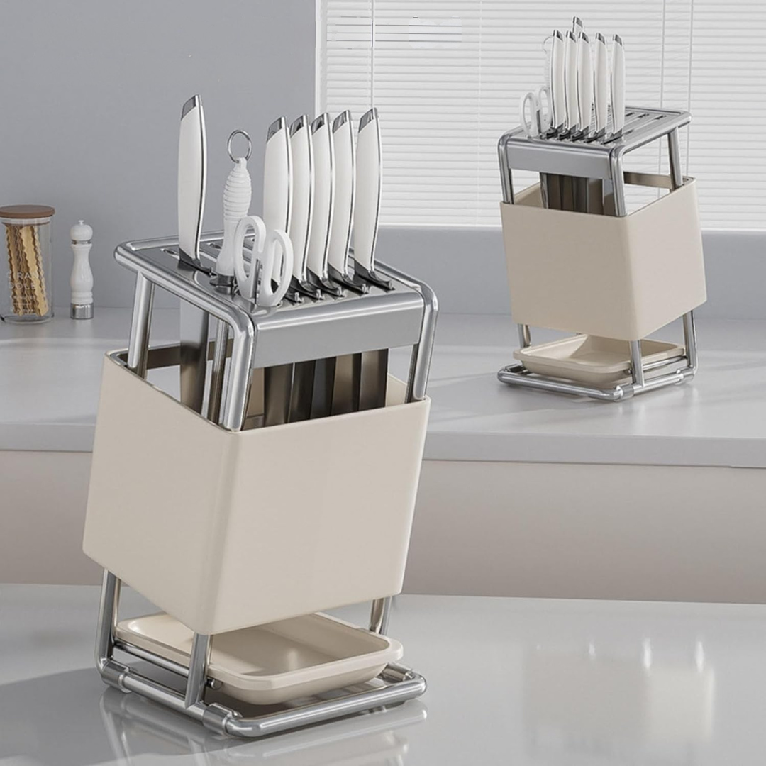 Homero Space-Saving Cutlery Holder Rack with Angled Slots – 24.5cm Compact Design