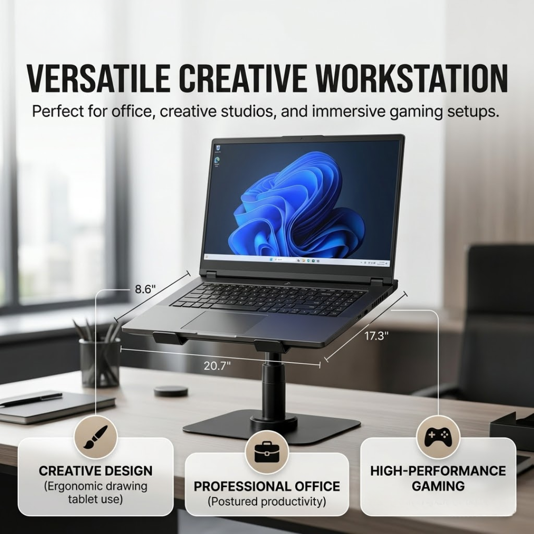 360° Rotating Adjustable Laptop Stand with Cooling Design