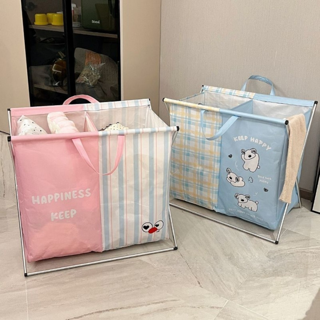 HOMERO Multi-Purpose Dual Compartment Laundry Folding Basket