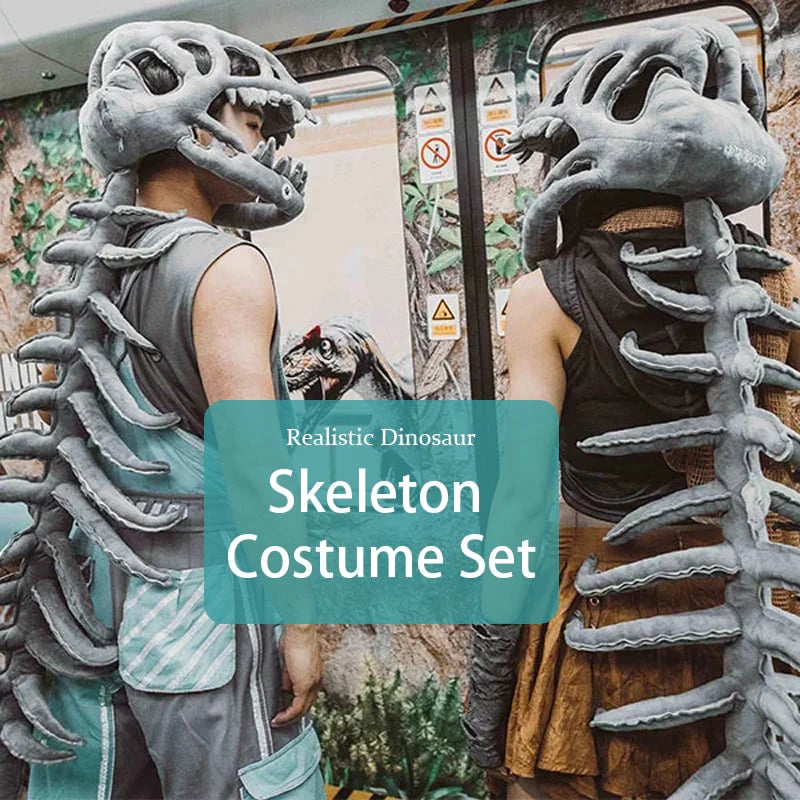 HOMERO Realistic Dinosaur Skeleton Costume with Skull Headpiece