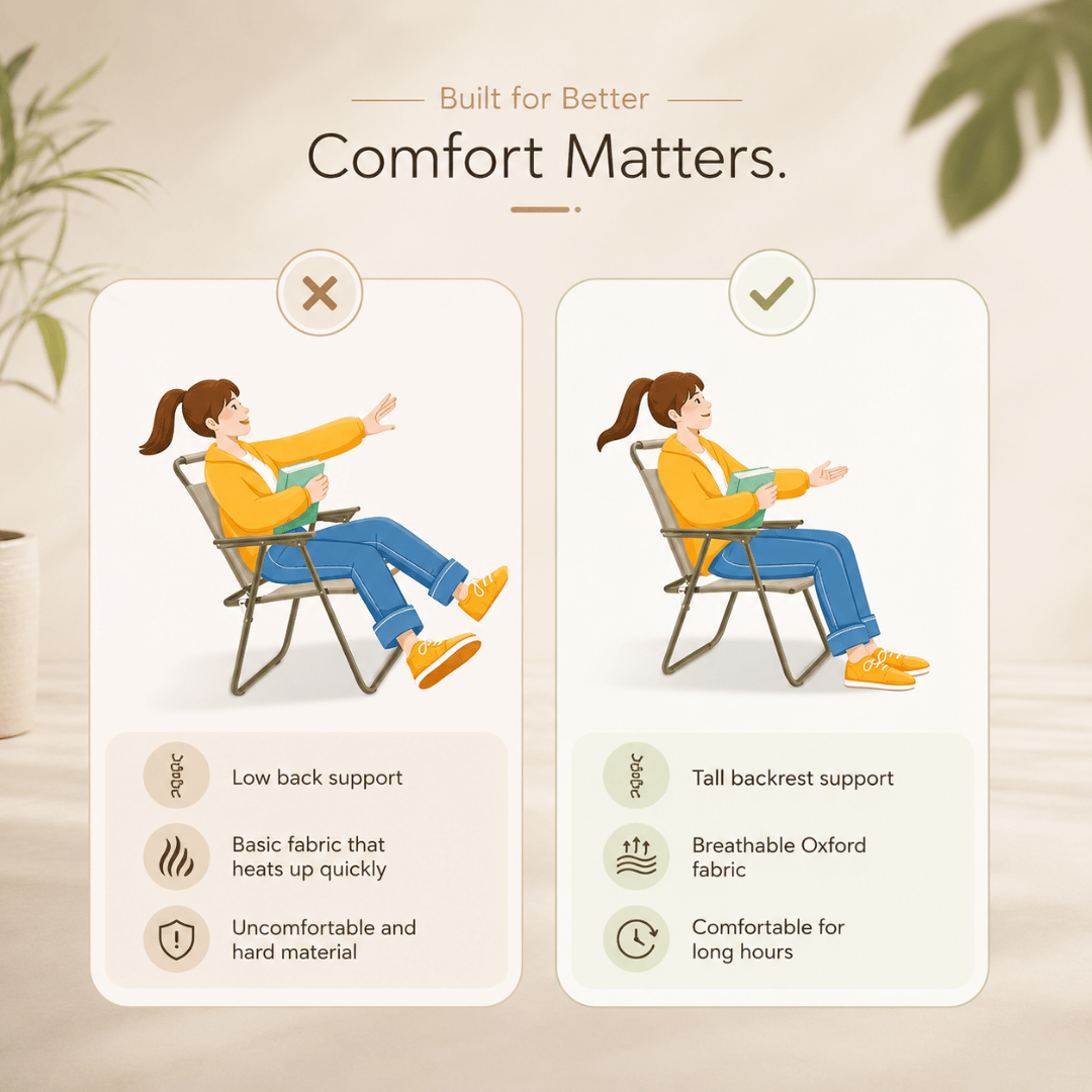 Homero Portable Outdoor Folding Comfortable Tall Back Support Chair