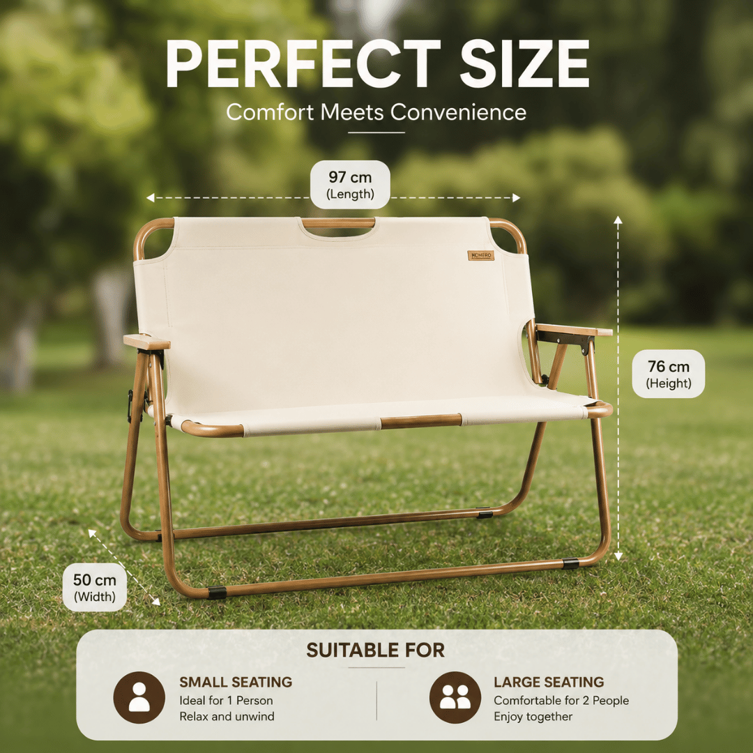 Homero Portable Outdoor Double Folding Chair Premium 600D Oxford Cloth Design