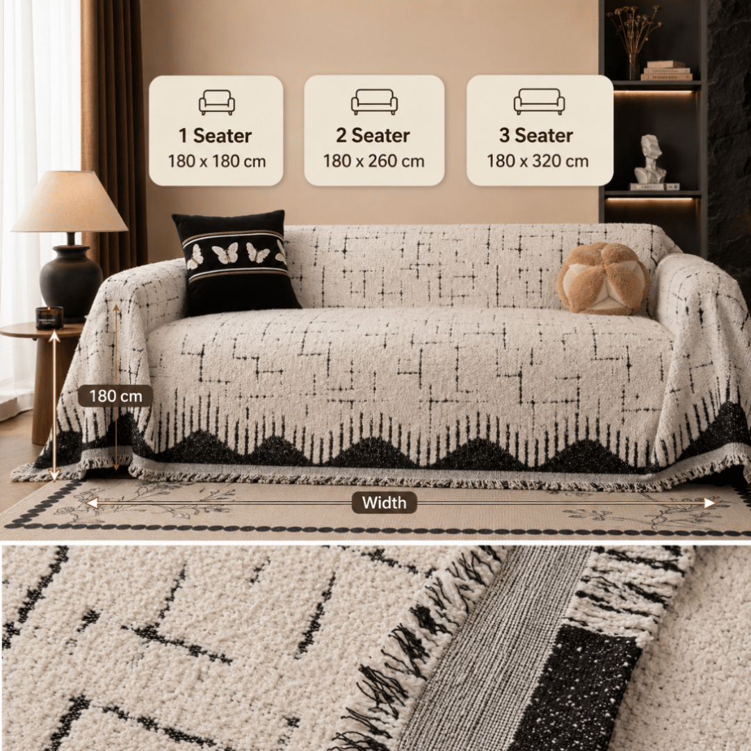 Luxury Chenille Fabric Reversible Sofa Throw Cover