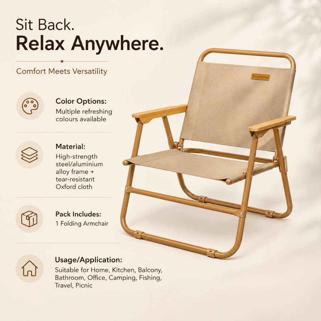 Homero Portable Outdoor Folding Comfortable Tall Back Support Chair
