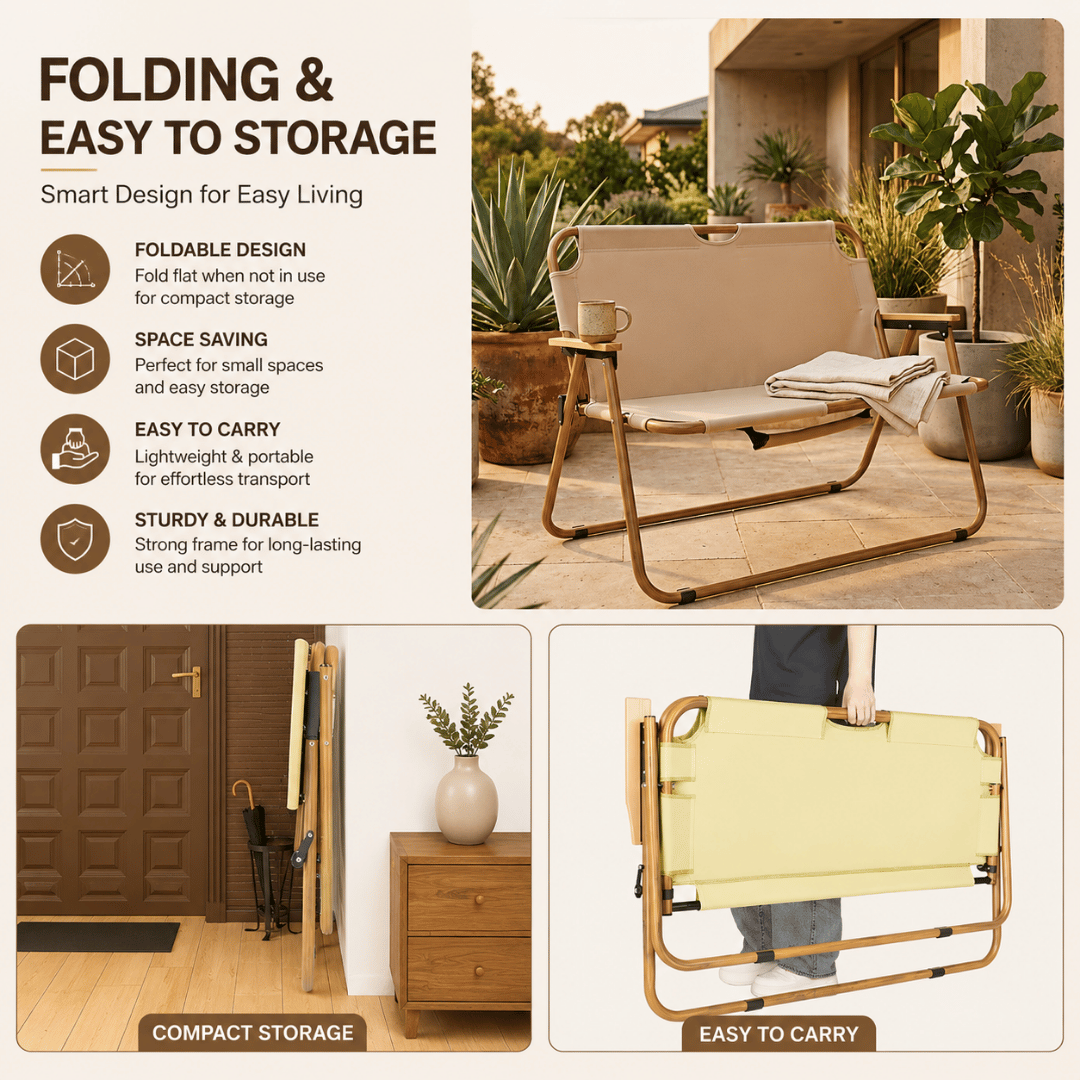 Homero Portable Outdoor Double Folding Chair Premium 600D Oxford Cloth Design
