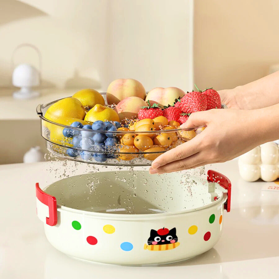 Double-Layer Fruit Drain Box for Home & Kitchen Storage