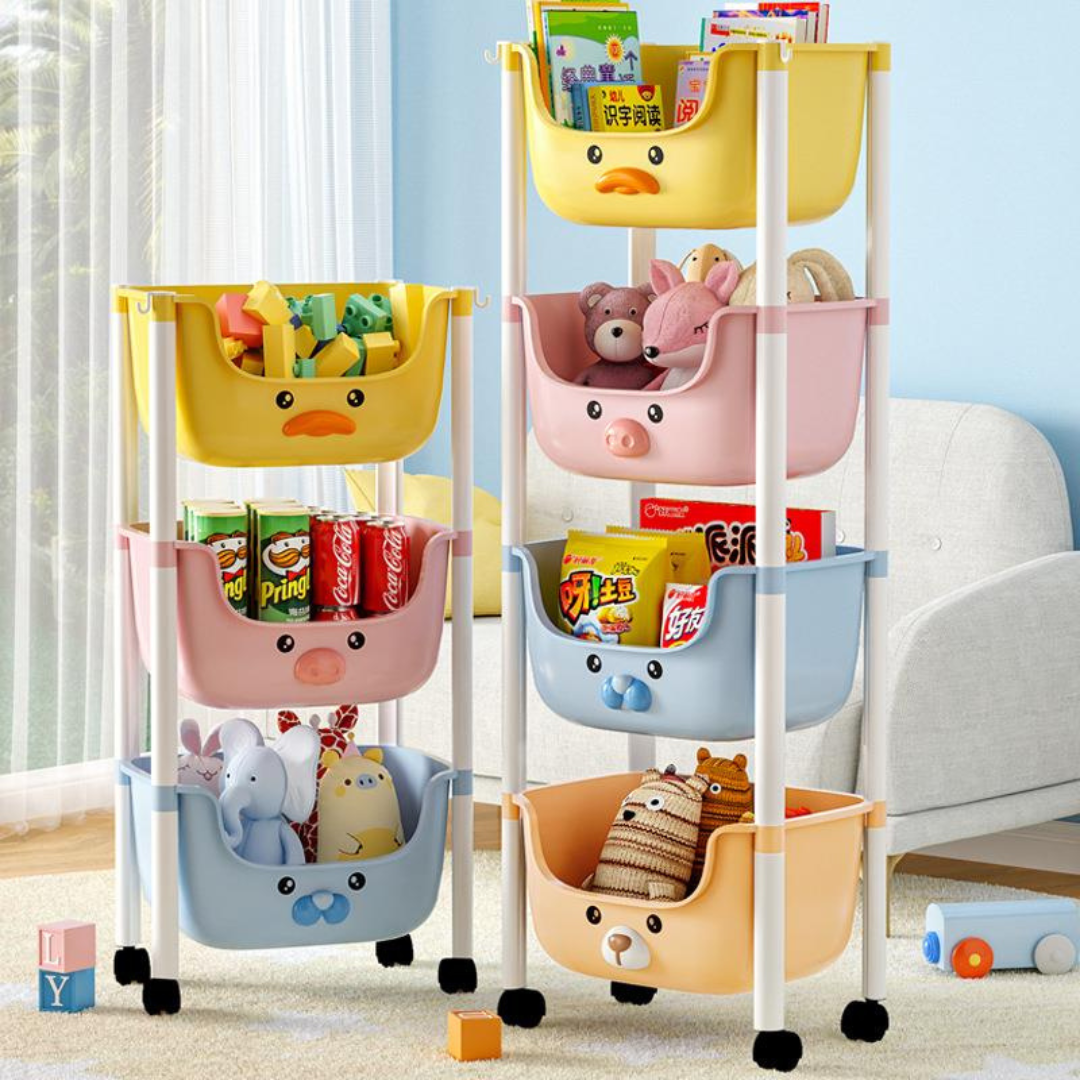 Multi-Purpose Cute Cartoon Storage Cart with Wheels