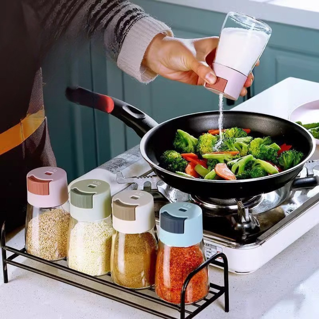 Multi-Purpose Transparent Spice Storage Bottle with Press Lid