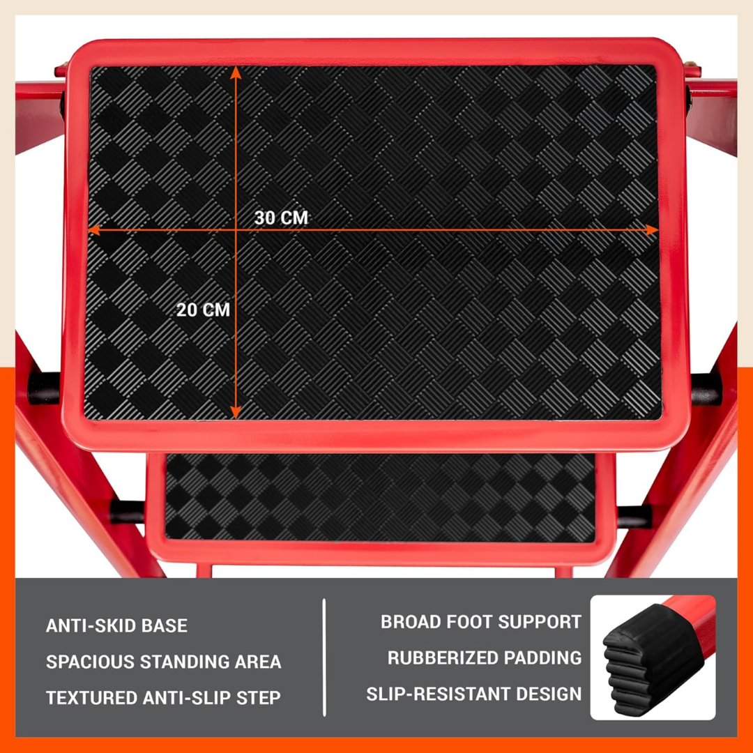 Heavy Duty Foldable Steel Step Ladder with Tool Tray and Safety Hand Grip