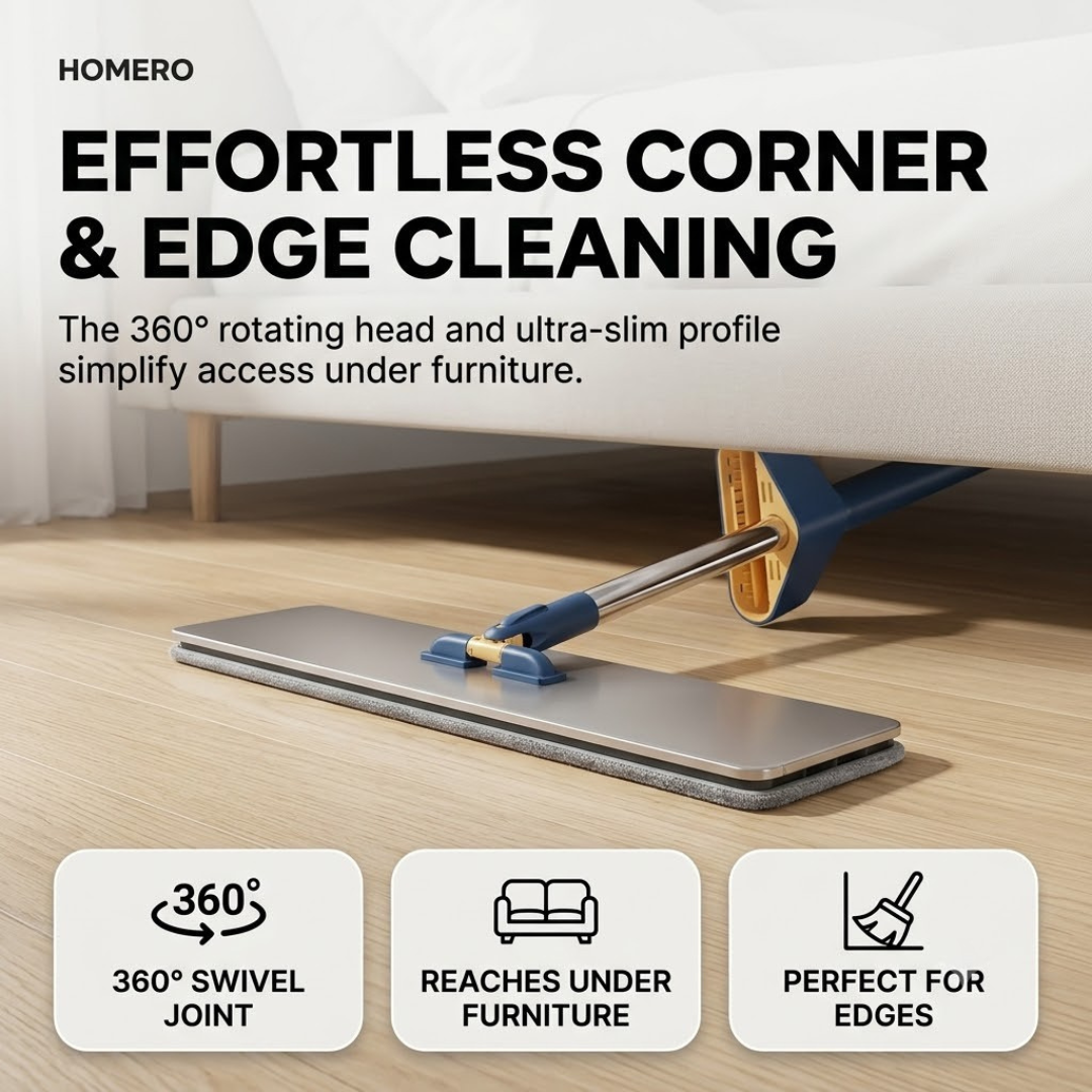 Hands Free 360° Rotating Flat Mop with Stainless Steel Handle