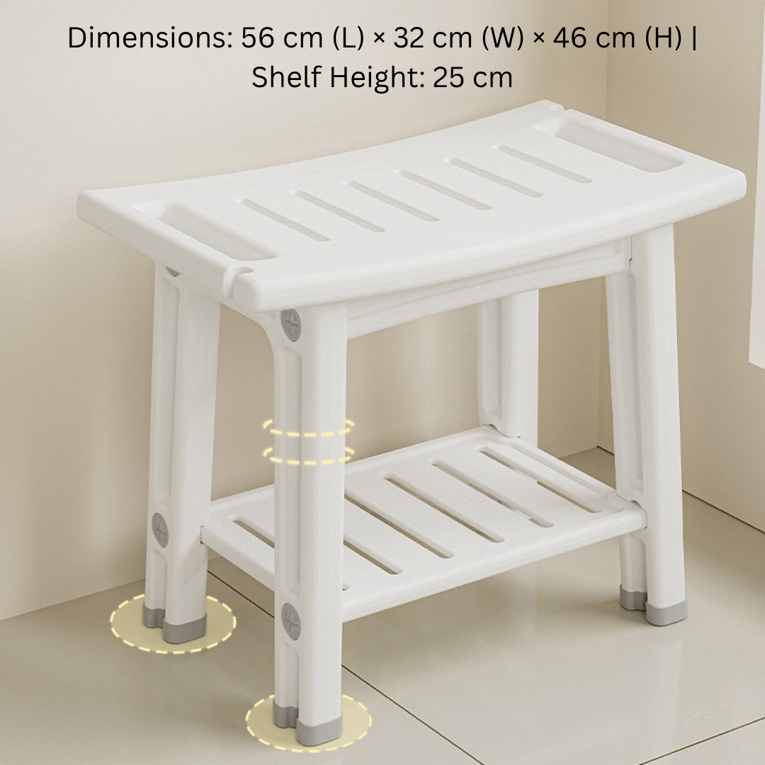 HOMERO Ergonomic Design Bathroom Shower Stool Waterproof with Storage Shelf