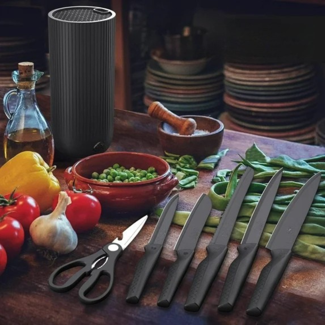 HOMERO Premium Stainless Steel Kitchen Knife Set With Universal Block