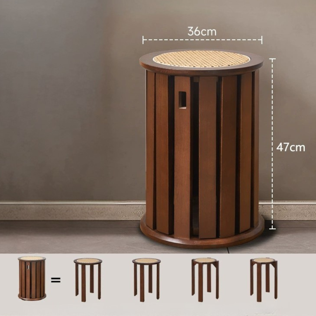 HOMERO Premium 4-in-1 Vintage Stackable Modular Wooden Stool