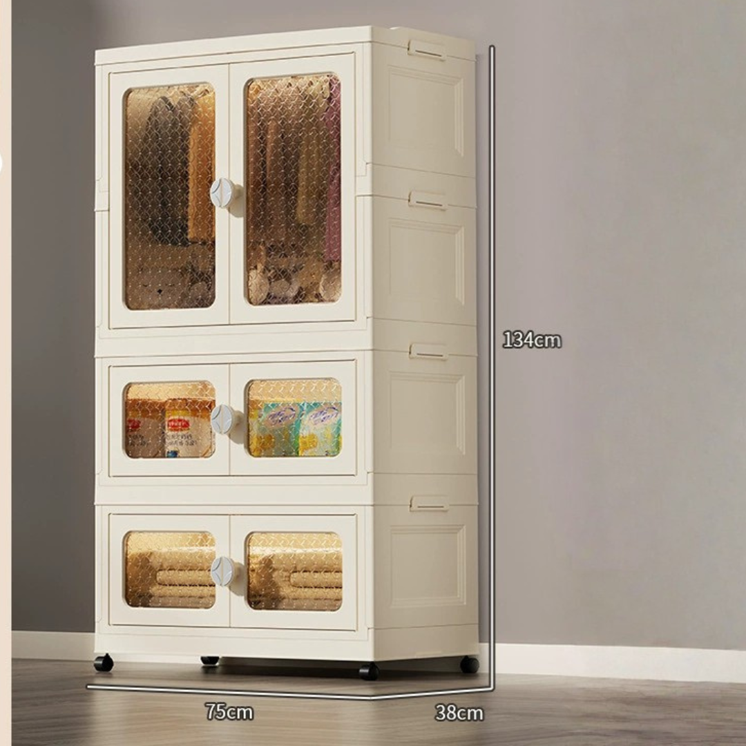 Premium Build Quality Foldable Storage Cabinet Wardrobe with Wheels
