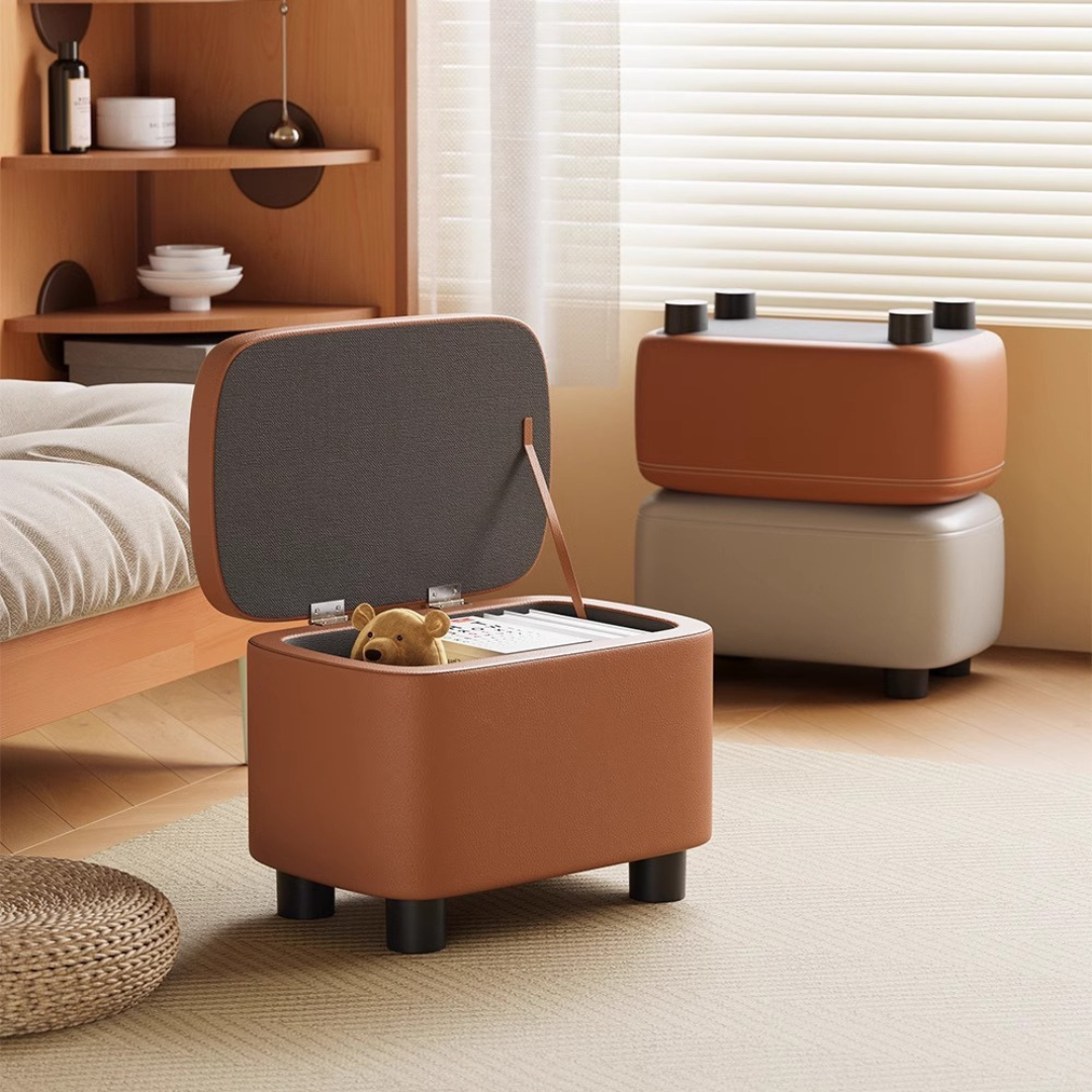 Homero Premium Storage Footstool with Nappa Leather