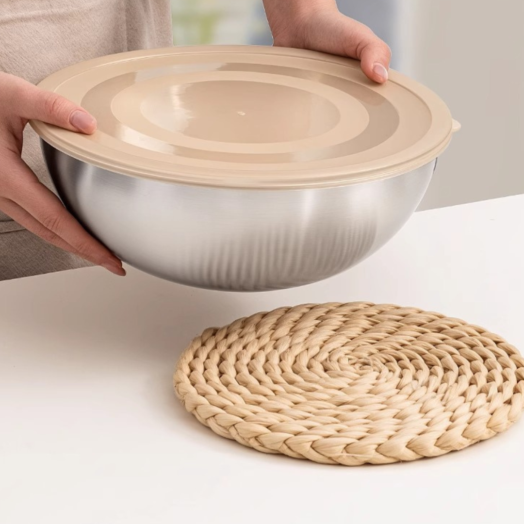 Premium 304 Stainless Steel Mixing Bowl with Measuring Scale and Lid