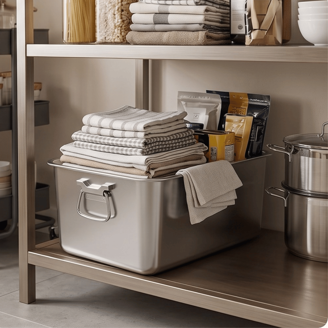 Premium Stainless Steel Storage Bucket with Lid and Carrying Handles