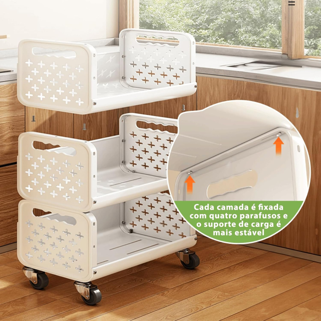 HOMERO Space Saving Utility Storage Rack with Wheels and Ventilated Shelves 4 Layer