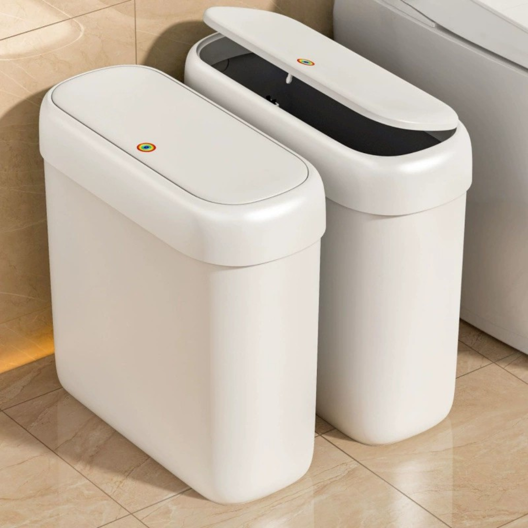 HOMERO Modern Space-Saving ABS Design Slim Push-Lid Trash Can - 8L