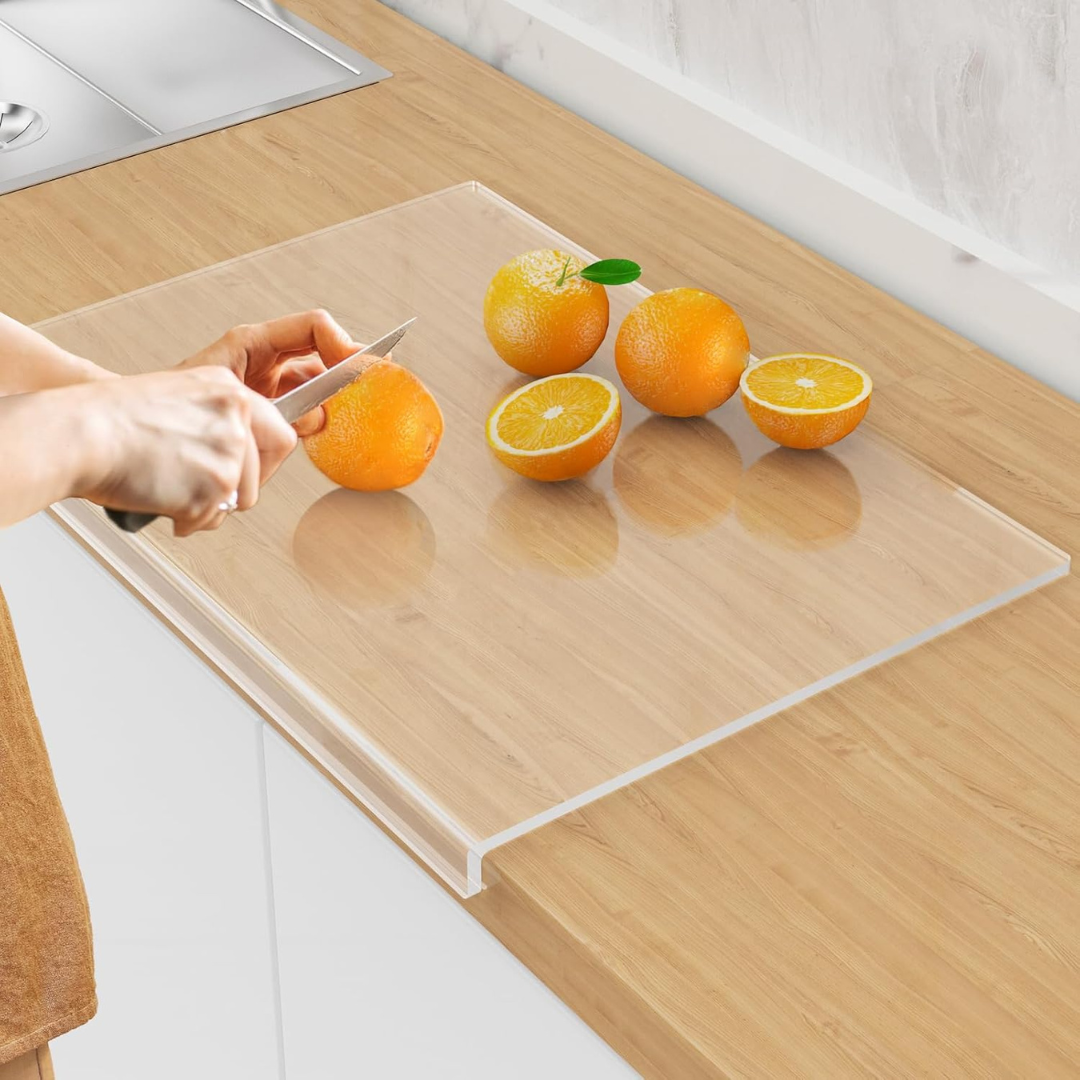 Homero Clear Acrylic Vegetable Cutting Board with Waste Bin