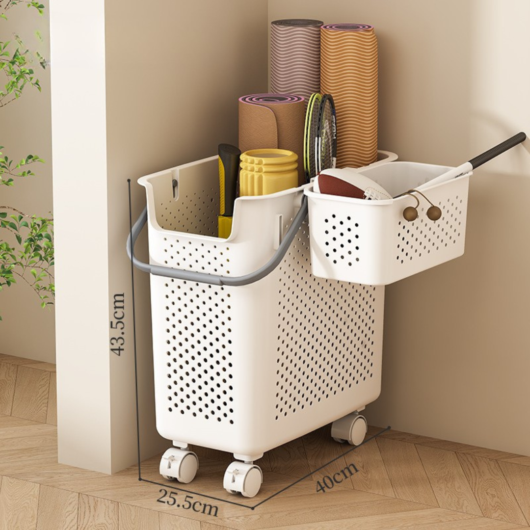 Elegant Rolling Basket with Handles and Wheels