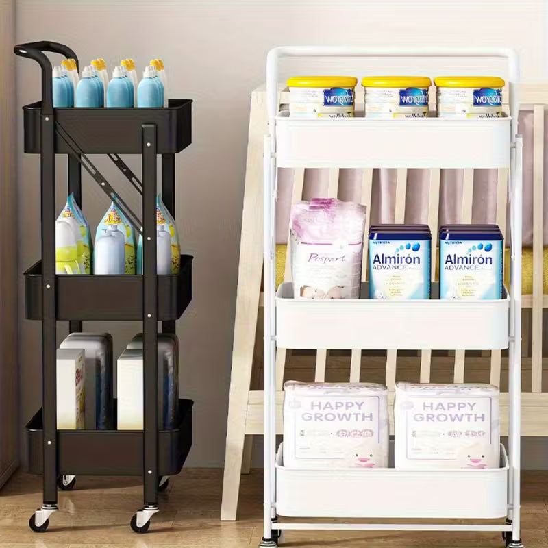 Homero Multi Tier Foldable Design Rolling Utility Storage Cart