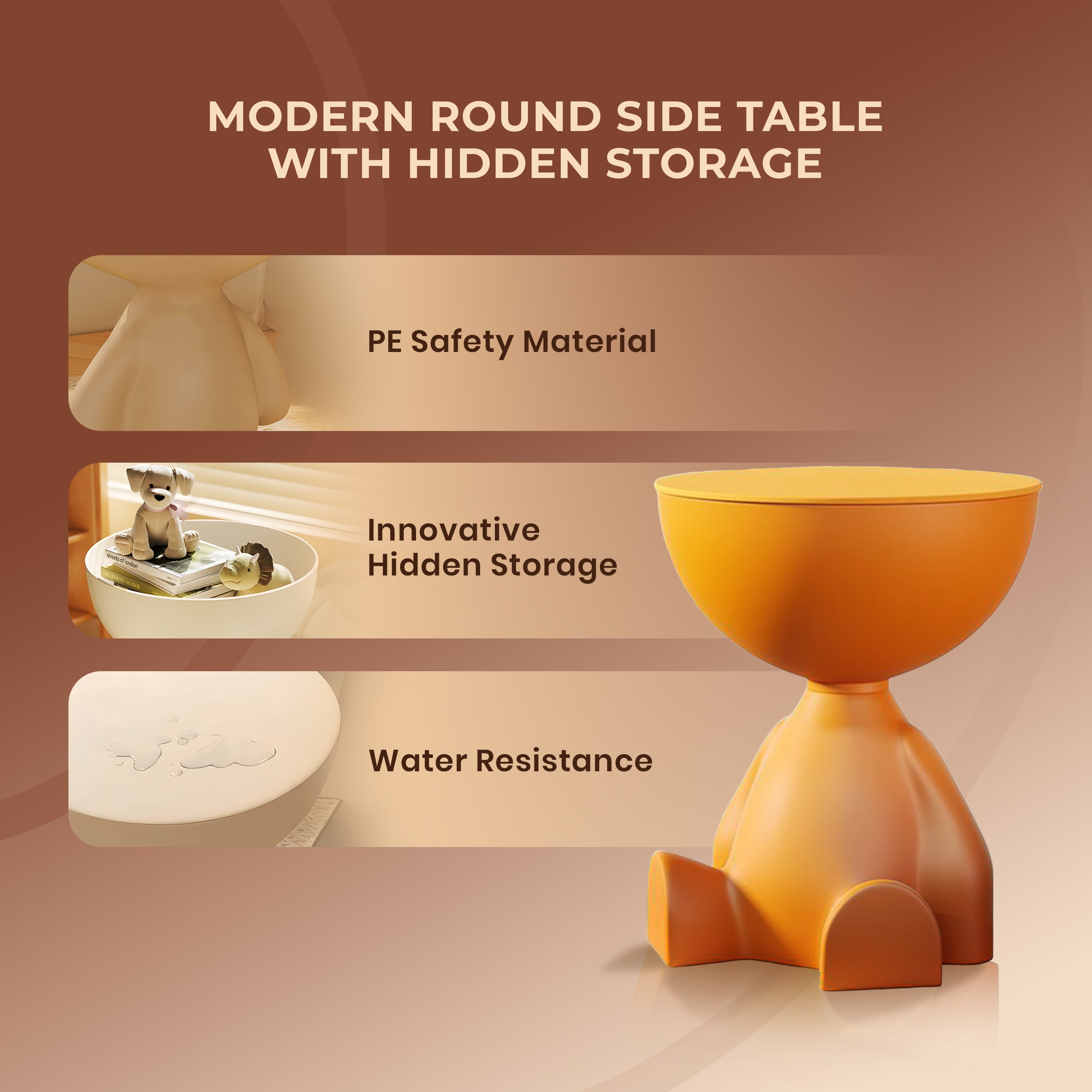 Homero Modern Round Side Table with Hidden Storage